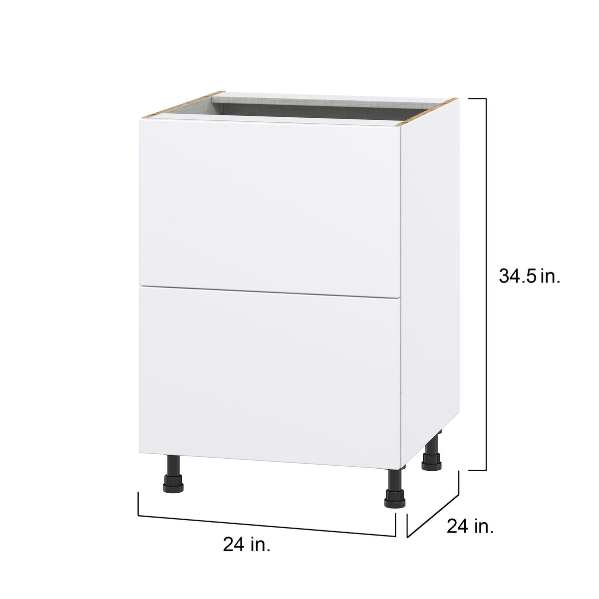 Hugo&Borg Lasalle 24-in W x 34.5-in H x 24-in D Bright White Slab 2-Drawer Base Fully Assembled Cabinet (Flat Panel Style)