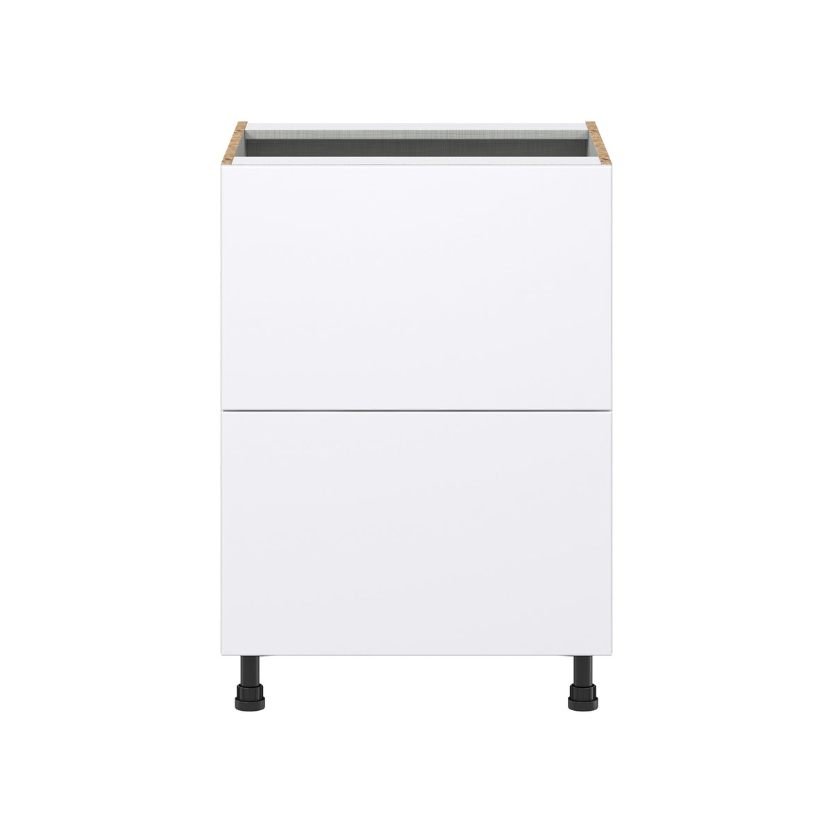 Hugo&Borg Lasalle 24-in W x 34.5-in H x 24-in D Bright White Slab 2-Drawer Base Fully Assembled Cabinet (Flat Panel Style)