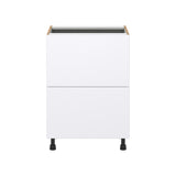 Hugo&Borg Lasalle 24-in W x 34.5-in H x 24-in D Bright White Slab 2-Drawer Base Fully Assembled Cabinet (Flat Panel Style)