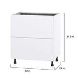 Hugo&Borg Lasalle 30-in W x 34.5-in H x 24-in D Bright White Slab 2-Drawer Base Fully Assembled Cabinet (Flat Panel Style)