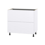 Hugo&Borg Lasalle 36-in W x 34.5-in H x 24-in D Bright White Slab 2-Drawer Base Fully Assembled Cabinet (Flat Panel Style)