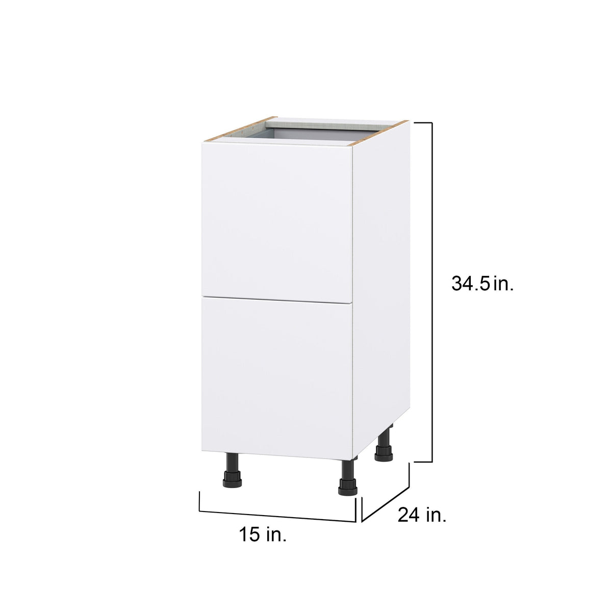 Hugo&Borg Lasalle 15-in W x 34.5-in H x 24-in D Bright White Slab 3-Drawer Base Fully Assembled Cabinet (Flat Panel Style)