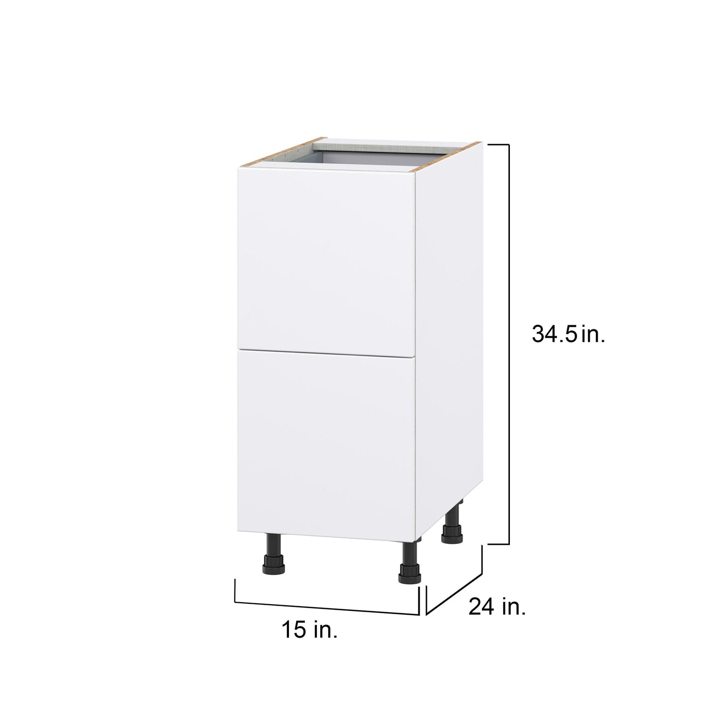 Hugo&Borg Lasalle 15-in W x 34.5-in H x 24-in D Bright White Slab 3-Drawer Base Fully Assembled Cabinet (Flat Panel Style)