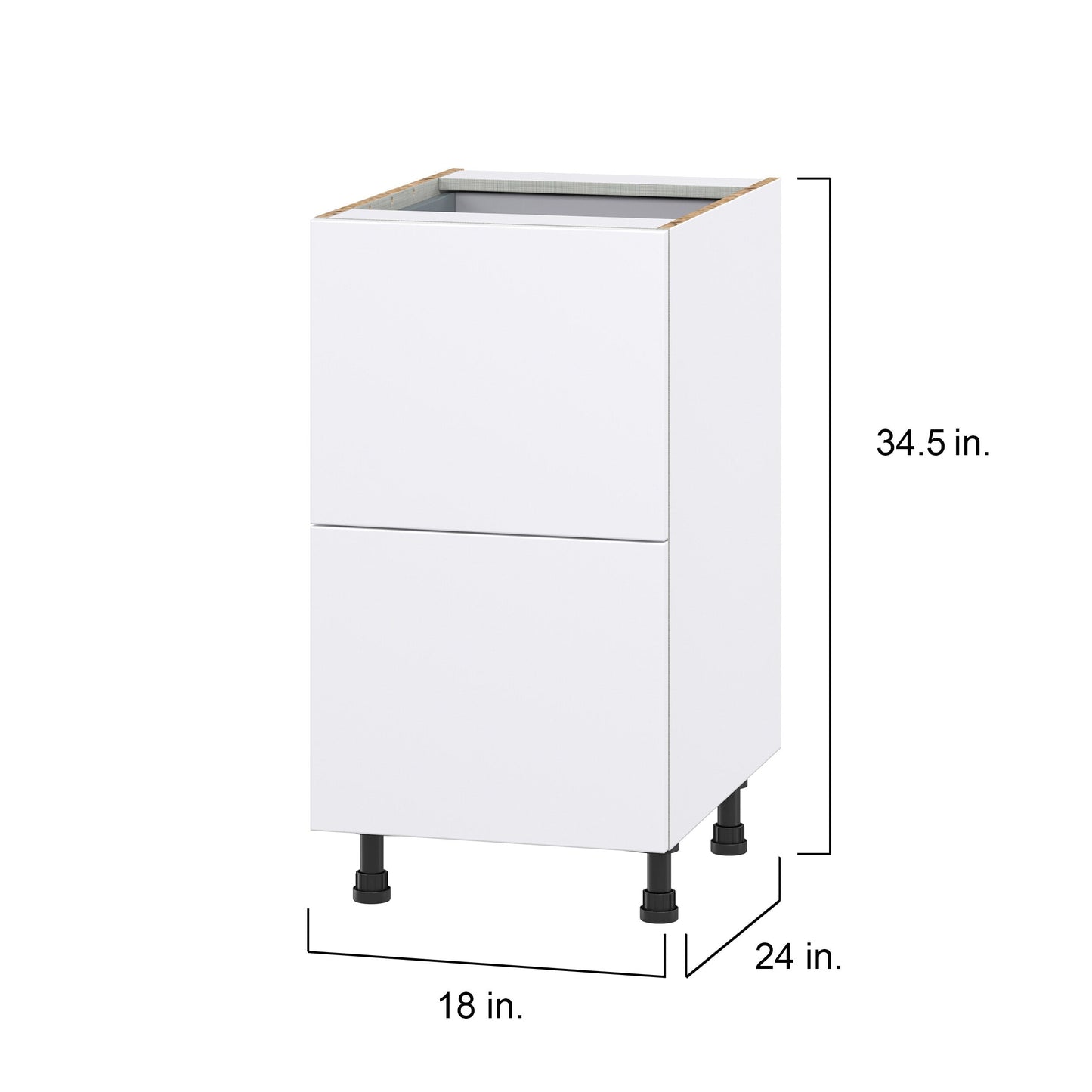 Hugo&Borg Lasalle 18-in W x 34.5-in H x 24-in D Bright White Slab 3-Drawer Base Fully Assembled Cabinet (Flat Panel Style)