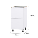 Hugo&Borg Lasalle 18-in W x 34.5-in H x 24-in D Bright White Slab 3-Drawer Base Fully Assembled Cabinet (Flat Panel Style)