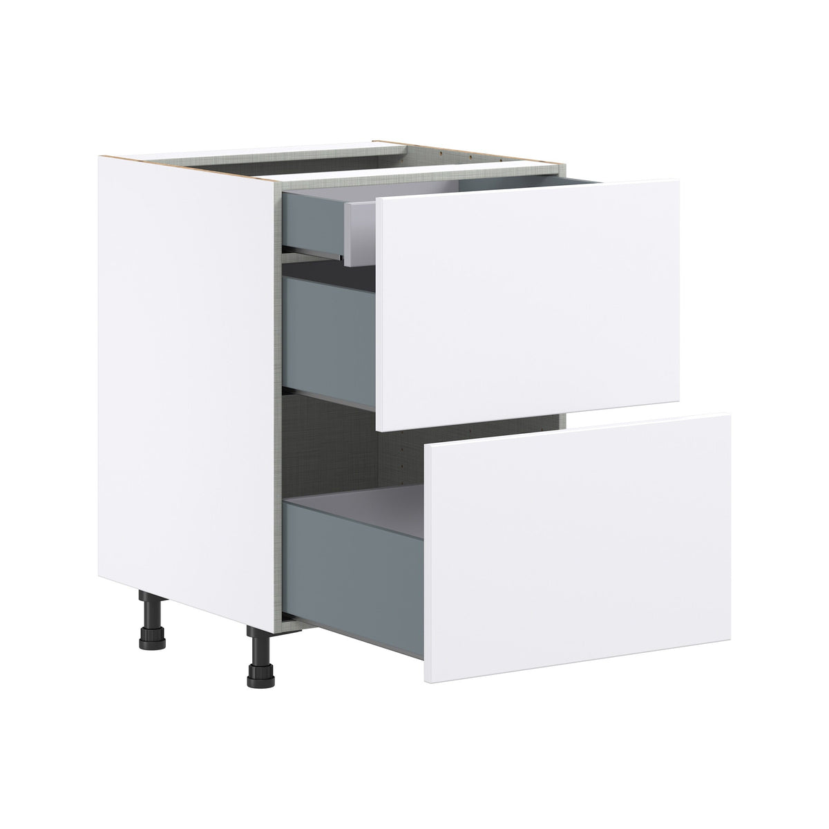Hugo&Borg Lasalle 24-in W x 34.5-in H x 24-in D Bright White Slab 3-Drawer Base Fully Assembled Cabinet (Flat Panel Style)