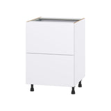 Hugo&Borg Lasalle 24-in W x 34.5-in H x 24-in D Bright White Slab 3-Drawer Base Fully Assembled Cabinet (Flat Panel Style)