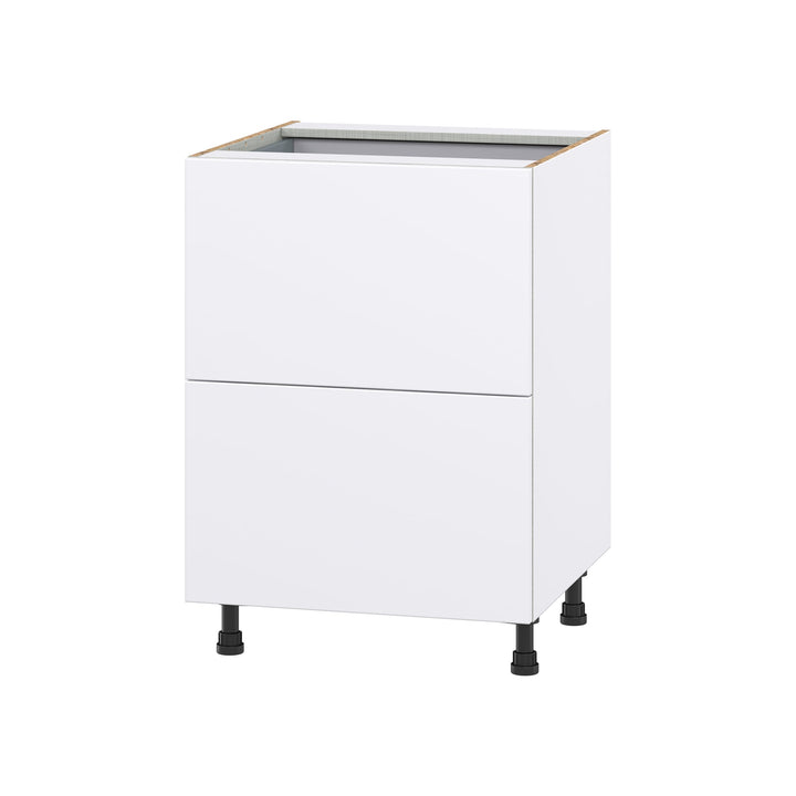 Hugo&Borg Lasalle 24-in W x 34.5-in H x 24-in D Bright White Slab 3-Drawer Base Fully Assembled Cabinet (Flat Panel Style)