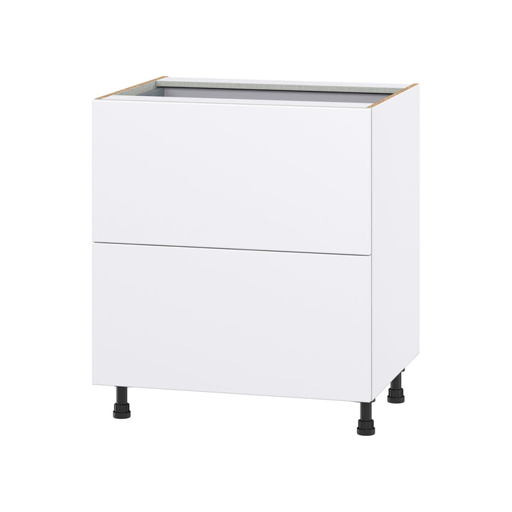 Hugo&Borg Lasalle 30-in W x 34.5-in H x 24-in D Bright White Slab 3-Drawer Base Fully Assembled Cabinet (Flat Panel Style)
