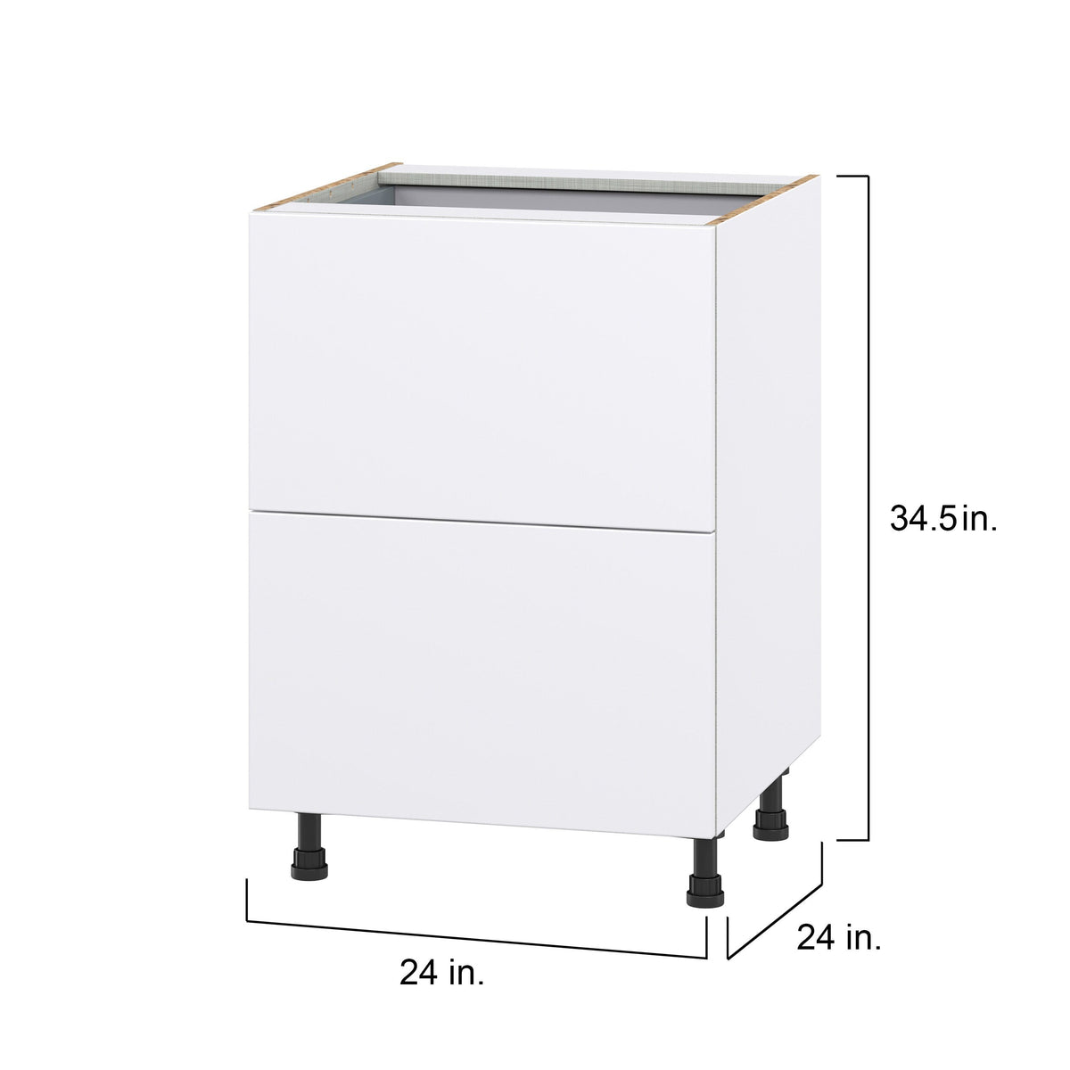 Hugo&Borg Lasalle 24-in W x 34.5-in H x 24-in D Bright White Slab 3-Drawer Base Fully Assembled Cabinet (Flat Panel Style)
