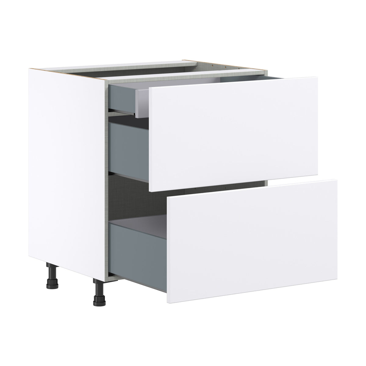 Hugo&Borg Lasalle 30-in W x 34.5-in H x 24-in D Bright White Slab 3-Drawer Base Fully Assembled Cabinet (Flat Panel Style)