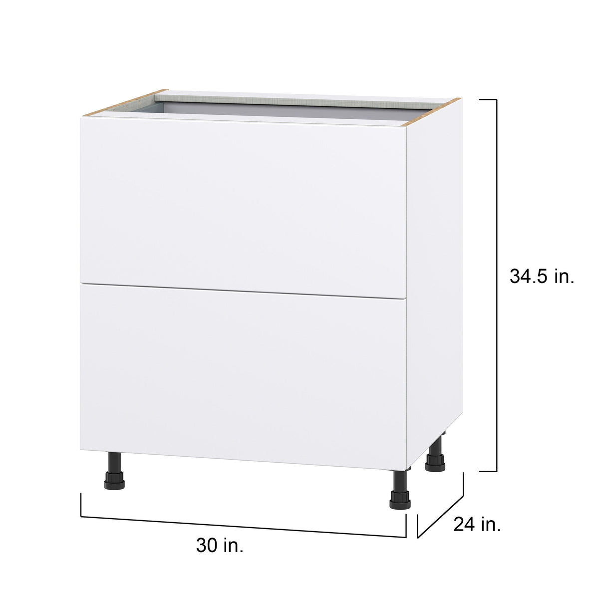 Hugo&Borg Lasalle 30-in W x 34.5-in H x 24-in D Bright White Slab 3-Drawer Base Fully Assembled Cabinet (Flat Panel Style)