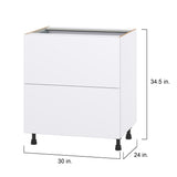 Hugo&Borg Lasalle 30-in W x 34.5-in H x 24-in D Bright White Slab 3-Drawer Base Fully Assembled Cabinet (Flat Panel Style)
