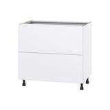 Hugo&Borg Lasalle 36-in W x 34.5-in H x 24-in D Bright White Slab 3-Drawer Base Fully Assembled Cabinet (Flat Panel Style)