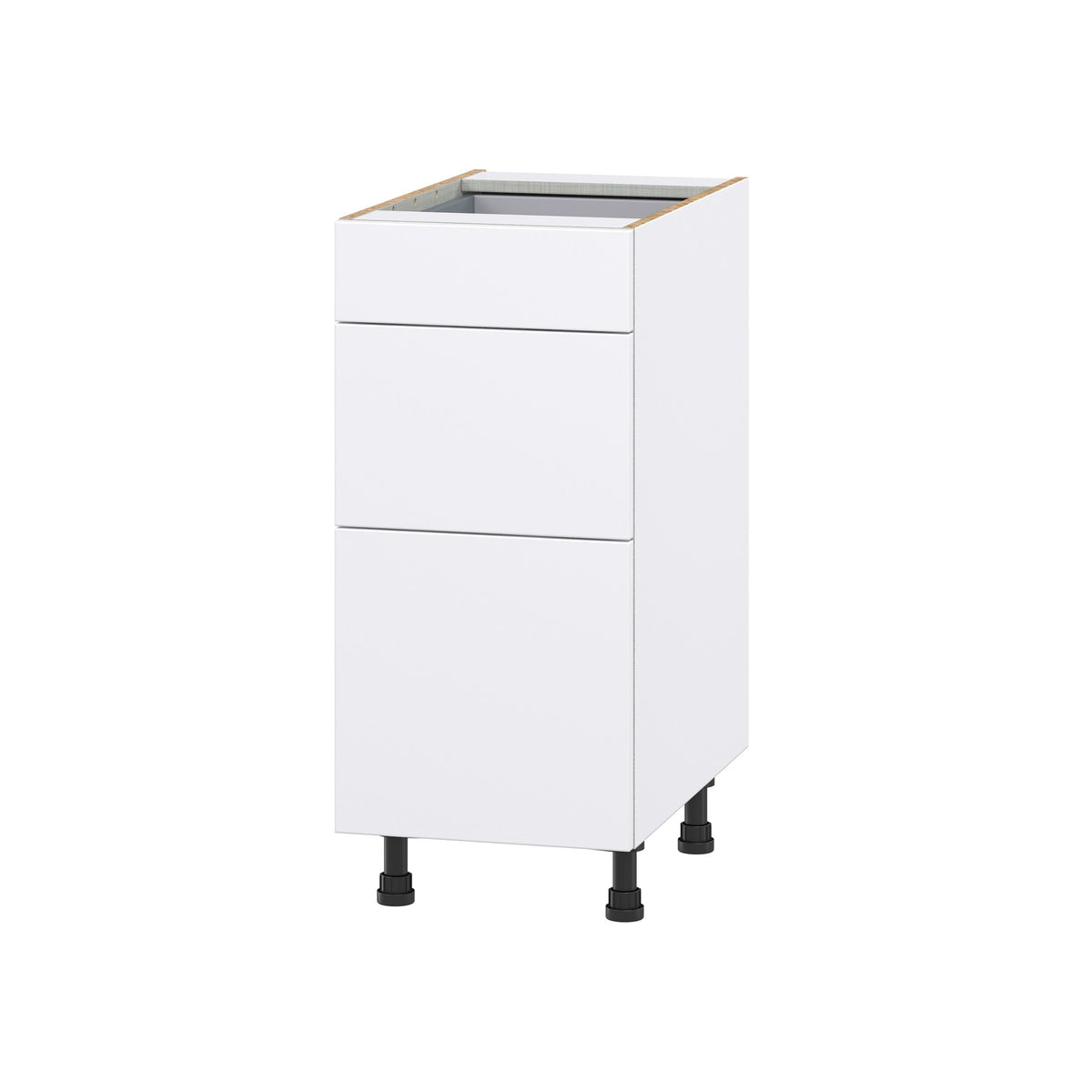 Hugo&Borg Lasalle 15-in W x 34.5-in H x 24-in D Bright White Slab 3-Drawer Base Fully Assembled Cabinet (Flat Panel Style)
