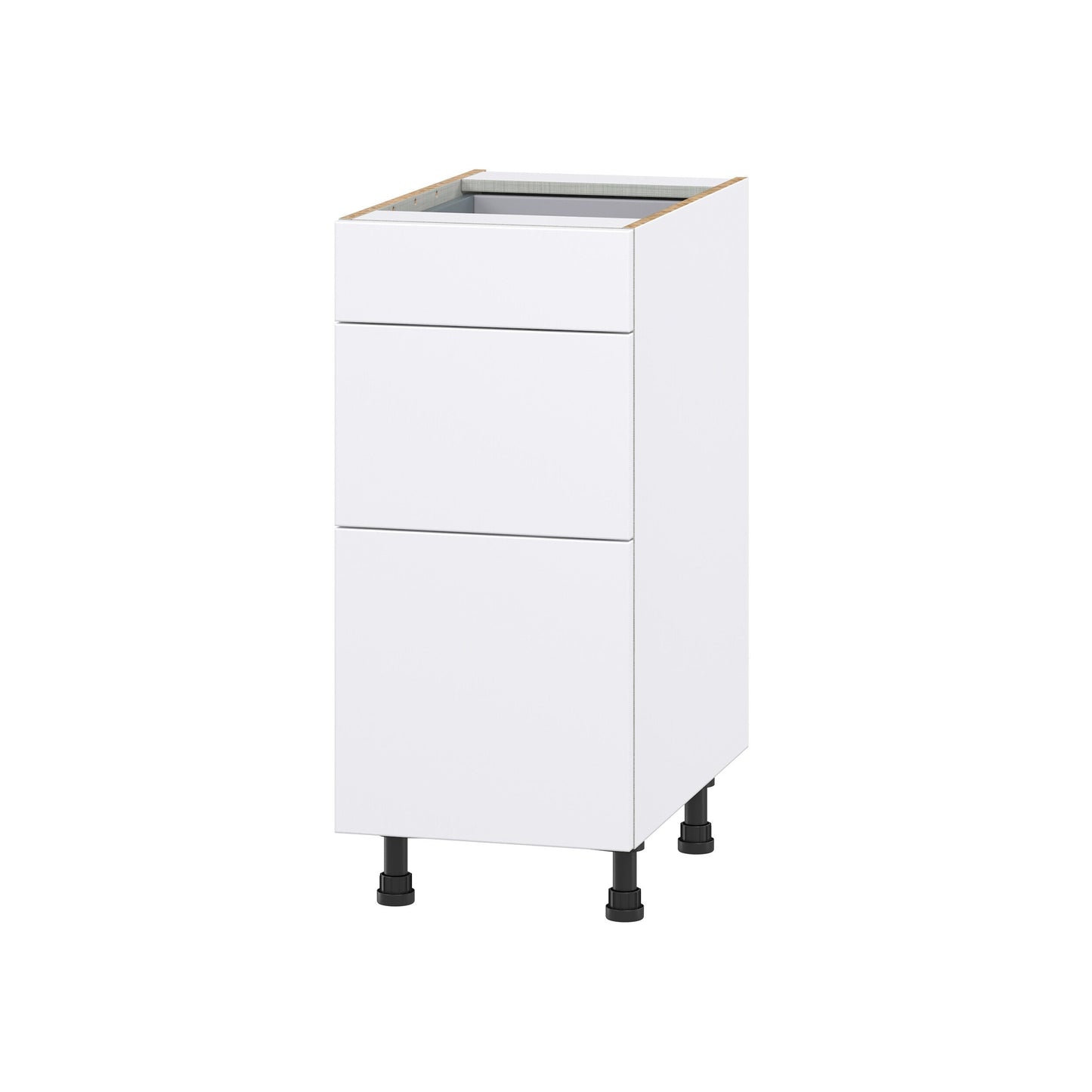 Hugo&Borg Lasalle 15-in W x 34.5-in H x 24-in D Bright White Slab 3-Drawer Base Fully Assembled Cabinet (Flat Panel Style)