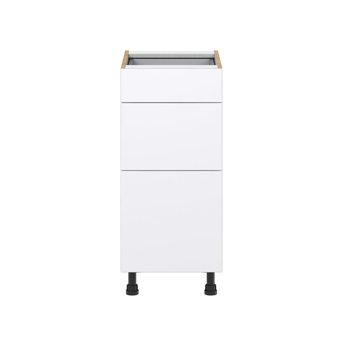 Hugo&Borg Lasalle 15-in W x 34.5-in H x 24-in D Bright White Slab 3-Drawer Base Fully Assembled Cabinet (Flat Panel Style)