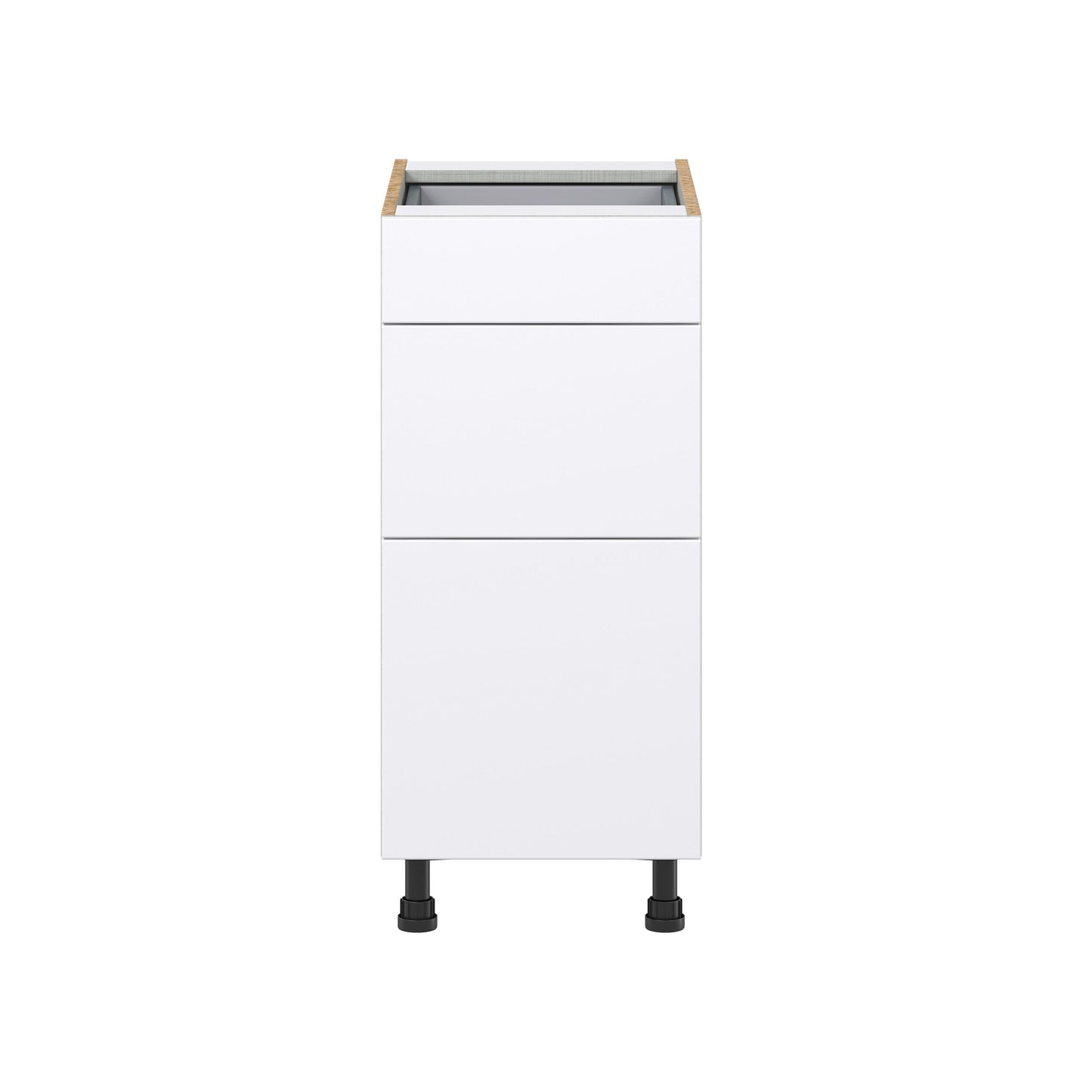 Hugo&Borg Lasalle 15-in W x 34.5-in H x 24-in D Bright White Slab 3-Drawer Base Fully Assembled Cabinet (Flat Panel Style)