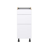 Hugo&Borg Lasalle 15-in W x 34.5-in H x 24-in D Bright White Slab 3-Drawer Base Fully Assembled Cabinet (Flat Panel Style)