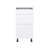 Hugo&Borg Lasalle 18-in W x 34.5-in H x 24-in D Bright White Slab 3-Drawer Base Fully Assembled Cabinet (Flat Panel Style)