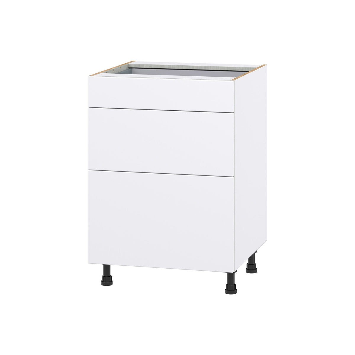 Hugo&Borg Lasalle 24-in W x 34.5-in H x 24-in D Bright White Slab 3-Drawer Base Fully Assembled Cabinet (Flat Panel Style)