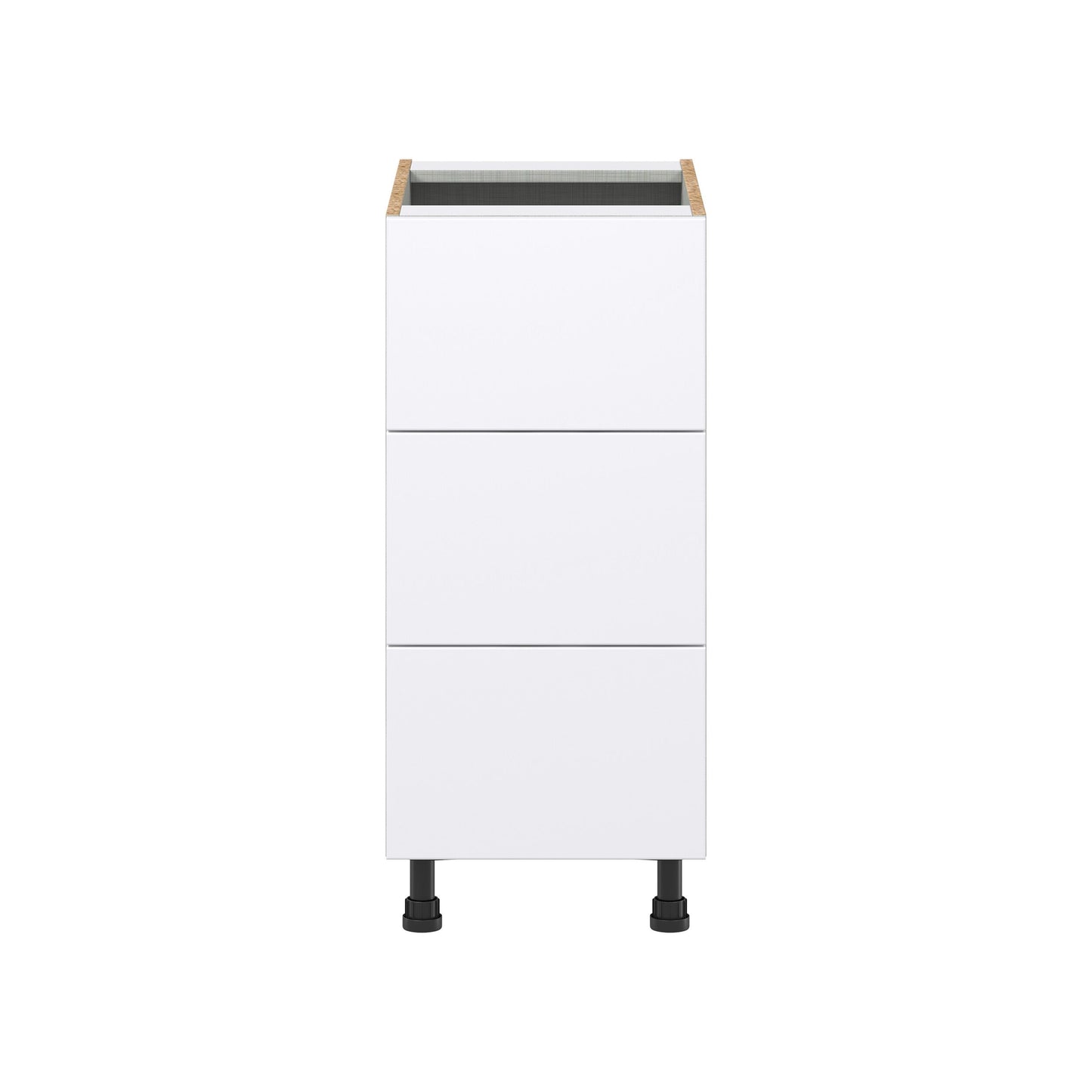 Hugo&Borg Lasalle 15-in W x 34.5-in H x 24-in D Bright White Slab 3-Drawer Base Fully Assembled Cabinet (Flat Panel Style)