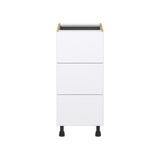 Hugo&Borg Lasalle 15-in W x 34.5-in H x 24-in D Bright White Slab 3-Drawer Base Fully Assembled Cabinet (Flat Panel Style)