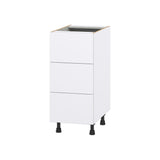 Hugo&Borg Lasalle 15-in W x 34.5-in H x 24-in D Bright White Slab 3-Drawer Base Fully Assembled Cabinet (Flat Panel Style)