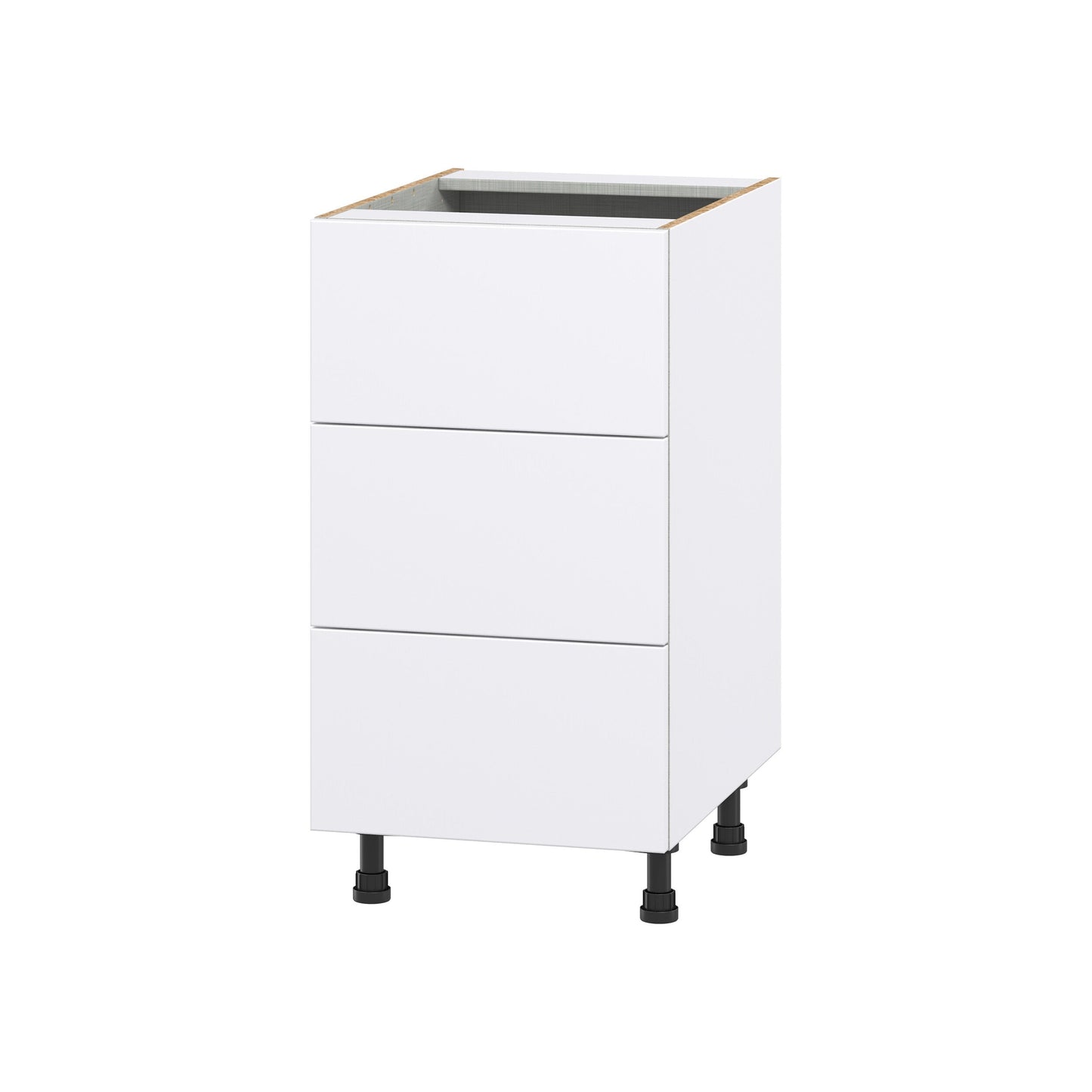 Hugo&Borg Lasalle 18-in W x 34.5-in H x 24-in D Bright White Slab 3-Drawer Base Fully Assembled Cabinet (Flat Panel Style)