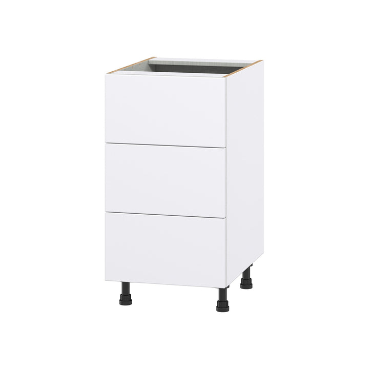 Hugo&Borg Lasalle 18-in W x 34.5-in H x 24-in D Bright White Slab 3-Drawer Base Fully Assembled Cabinet (Flat Panel Style)