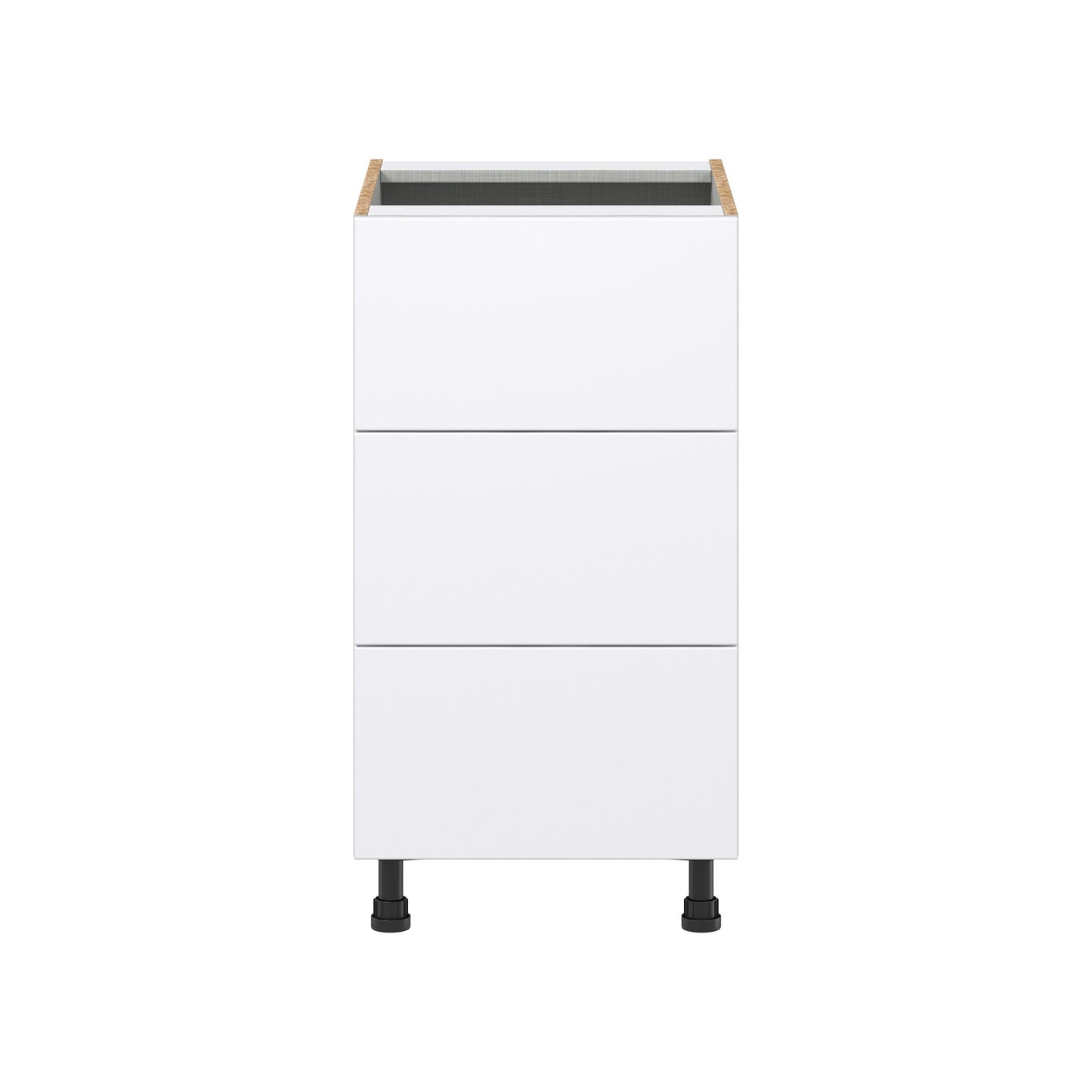 Hugo&Borg Lasalle 18-in W x 34.5-in H x 24-in D Bright White Slab 3-Drawer Base Fully Assembled Cabinet (Flat Panel Style)