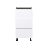Hugo&Borg Lasalle 18-in W x 34.5-in H x 24-in D Bright White Slab 3-Drawer Base Fully Assembled Cabinet (Flat Panel Style)