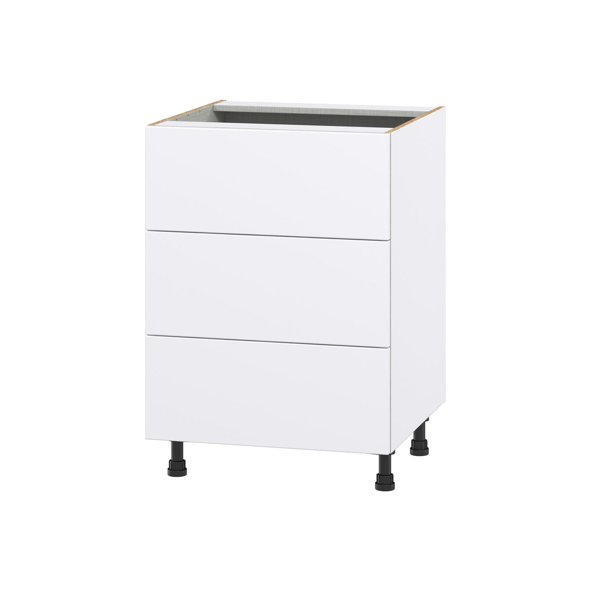 Hugo&Borg Lasalle 24-in W x 34.5-in H x 24-in D Bright White Slab 3-Drawer Base Fully Assembled Cabinet (Flat Panel Style)