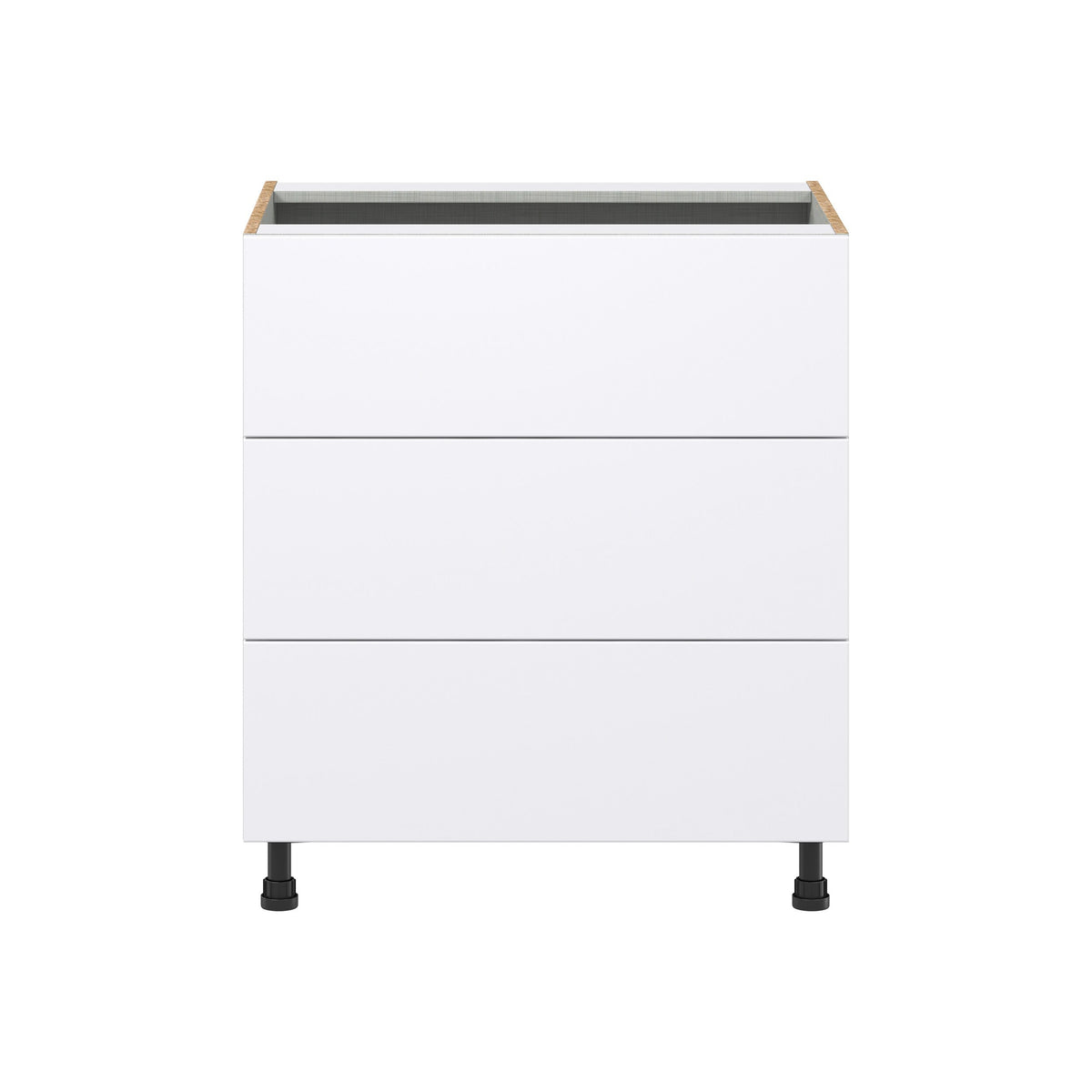 Hugo&Borg Lasalle 30-in W x 34.5-in H x 24-in D Bright White Slab 3-Drawer Base Fully Assembled Cabinet (Flat Panel Style)