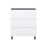 Hugo&Borg Lasalle 30-in W x 34.5-in H x 24-in D Bright White Slab 3-Drawer Base Fully Assembled Cabinet (Flat Panel Style)