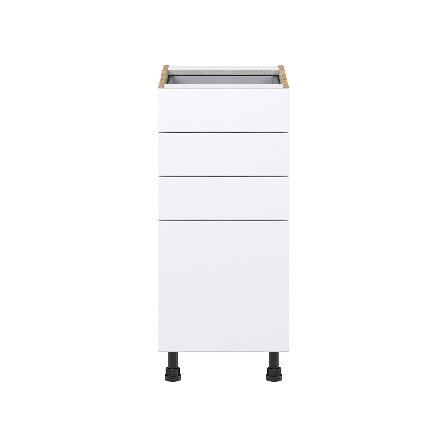 Hugo&Borg Lasalle 15-in W x 34.5-in H x 24-in D Bright White Slab 4-Drawer Base Fully Assembled Cabinet (Flat Panel Style)