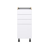 Hugo&Borg Lasalle 15-in W x 34.5-in H x 24-in D Bright White Slab 4-Drawer Base Fully Assembled Cabinet (Flat Panel Style)