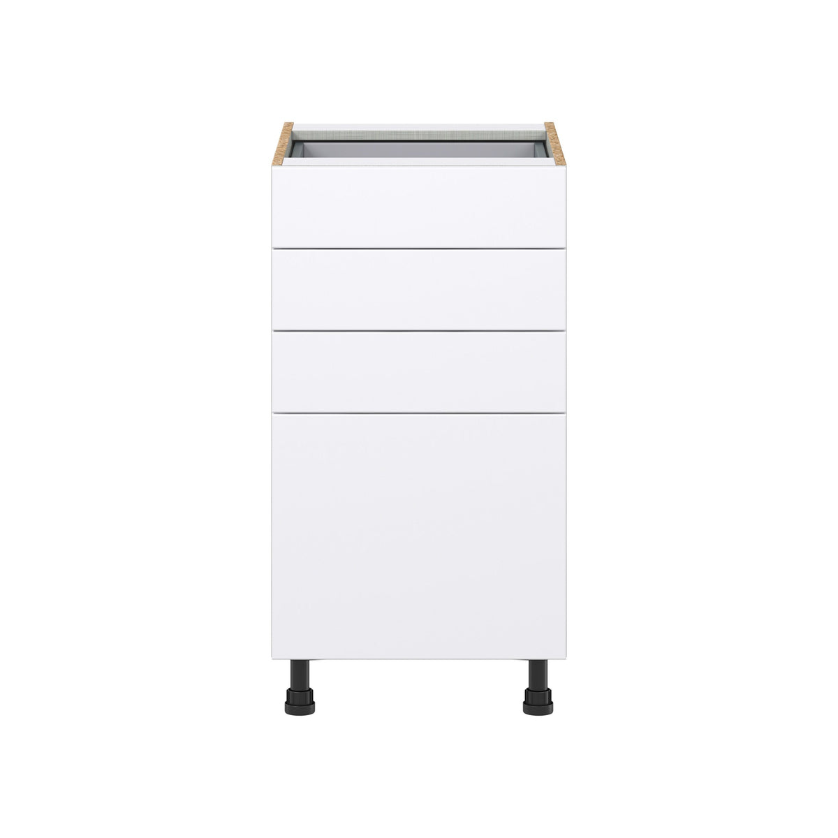 Hugo&Borg Lasalle 18-in W x 34.5-in H x 24-in D Bright White Slab 4-Drawer Base Fully Assembled Cabinet (Flat Panel Style)