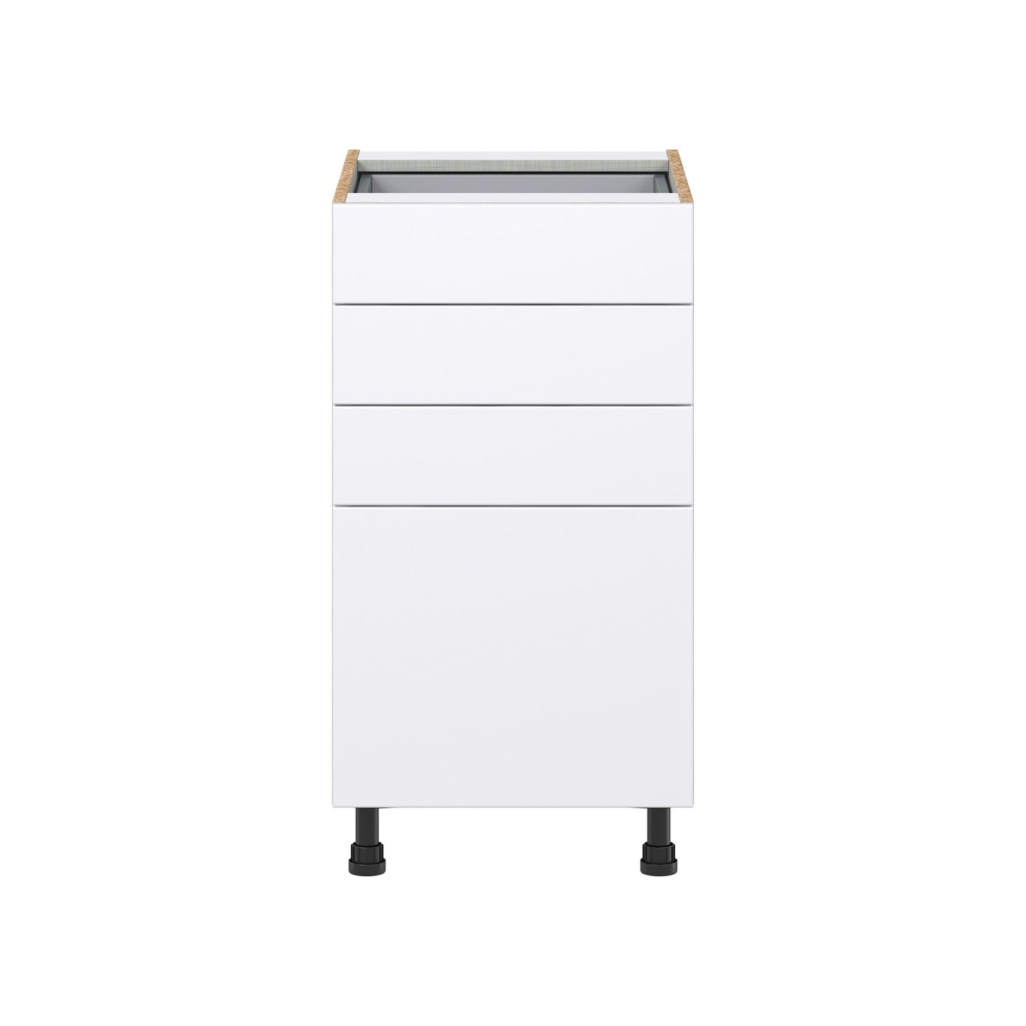 Hugo&Borg Lasalle 18-in W x 34.5-in H x 24-in D Bright White Slab 4-Drawer Base Fully Assembled Cabinet (Flat Panel Style)