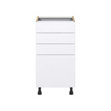 Hugo&Borg Lasalle 18-in W x 34.5-in H x 24-in D Bright White Slab 4-Drawer Base Fully Assembled Cabinet (Flat Panel Style)