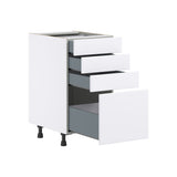 Hugo&Borg Lasalle 18-in W x 34.5-in H x 24-in D Bright White Slab 4-Drawer Base Fully Assembled Cabinet (Flat Panel Style)