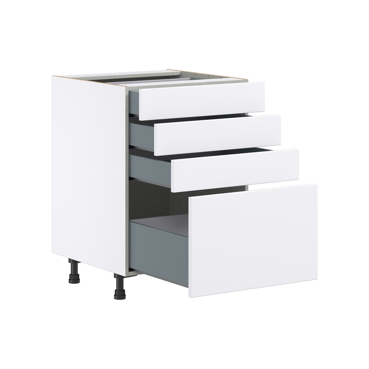 Hugo&Borg Lasalle 24-in W x 34.5-in H x 24-in D Bright White Slab 4-Drawer Base Fully Assembled Cabinet (Flat Panel Style)
