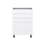 Hugo&Borg Lasalle 24-in W x 34.5-in H x 24-in D Bright White Slab 4-Drawer Base Fully Assembled Cabinet (Flat Panel Style)