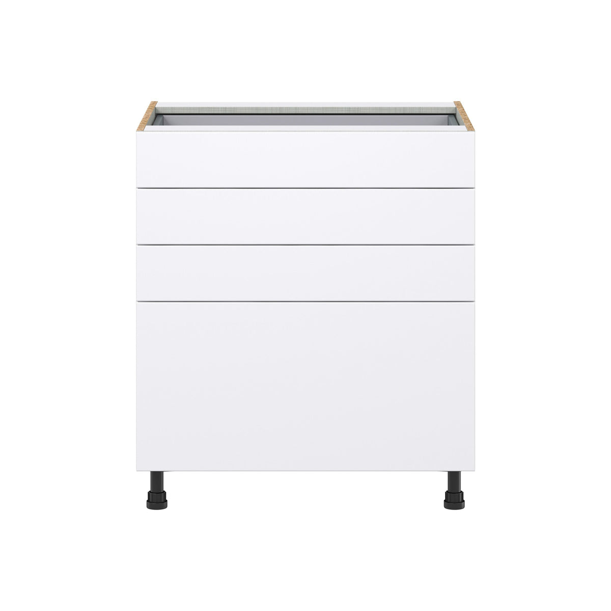 Hugo&Borg Lasalle 30-in W x 34.5-in H x 24-in D Bright White Slab 4-Drawer Base Fully Assembled Cabinet (Flat Panel Style)