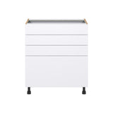 Hugo&Borg Lasalle 30-in W x 34.5-in H x 24-in D Bright White Slab 4-Drawer Base Fully Assembled Cabinet (Flat Panel Style)