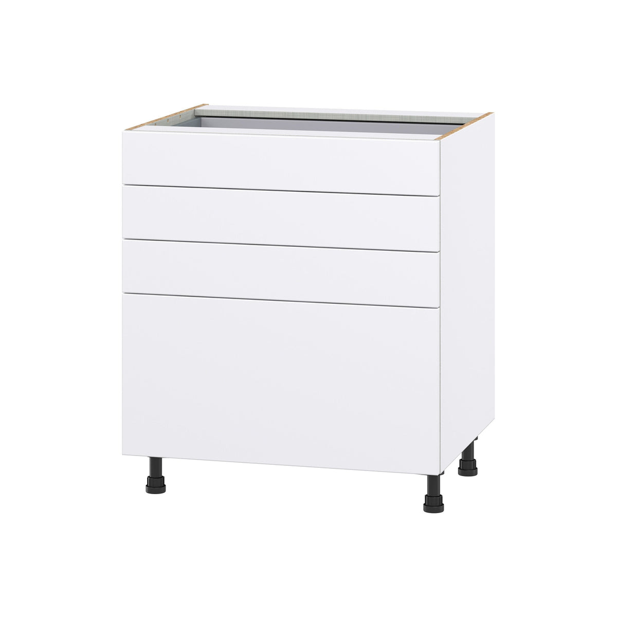 Hugo&Borg Lasalle 30-in W x 34.5-in H x 24-in D Bright White Slab 4-Drawer Base Fully Assembled Cabinet (Flat Panel Style)