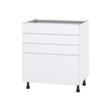 Hugo&Borg Lasalle 30-in W x 34.5-in H x 24-in D Bright White Slab 4-Drawer Base Fully Assembled Cabinet (Flat Panel Style)