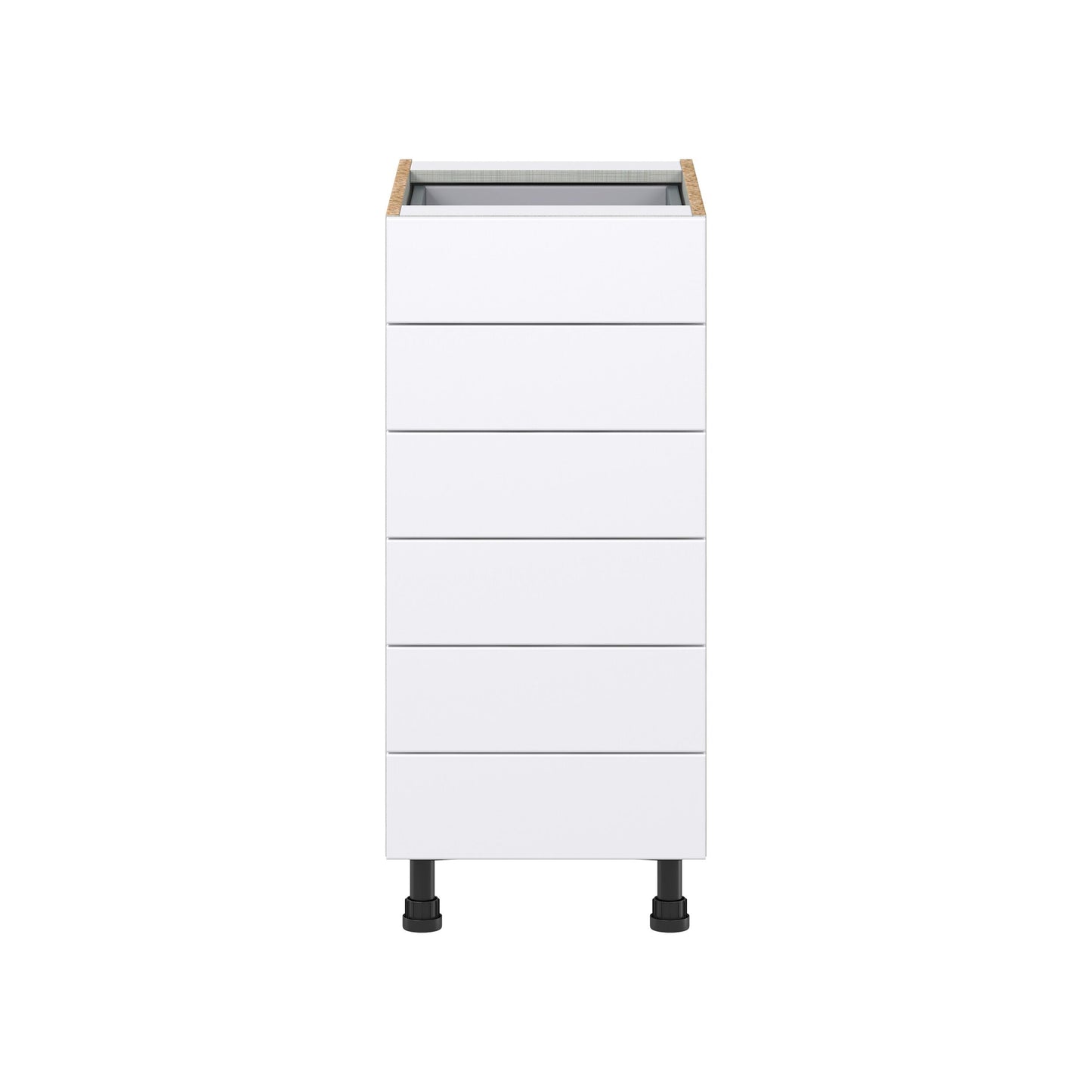 Hugo&Borg Lasalle 15-in W x 34.5-in H x 24-in D Bright White Slab 6-Drawer Base Fully Assembled Cabinet (Flat Panel Style)