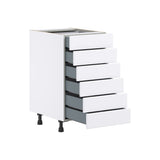 Hugo&Borg Lasalle 18-in W x 34.5-in H x 24-in D Bright White Slab 6-Drawer Base Fully Assembled Cabinet (Flat Panel Style)