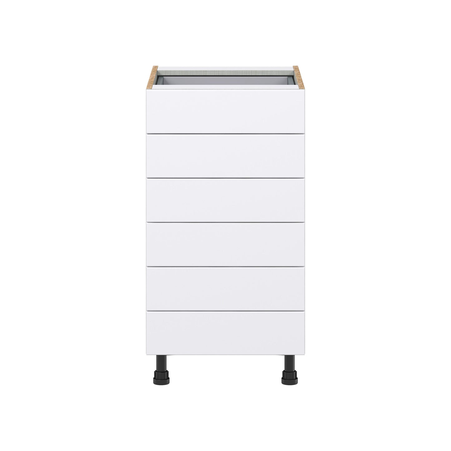 Hugo&Borg Lasalle 18-in W x 34.5-in H x 24-in D Bright White Slab 6-Drawer Base Fully Assembled Cabinet (Flat Panel Style)